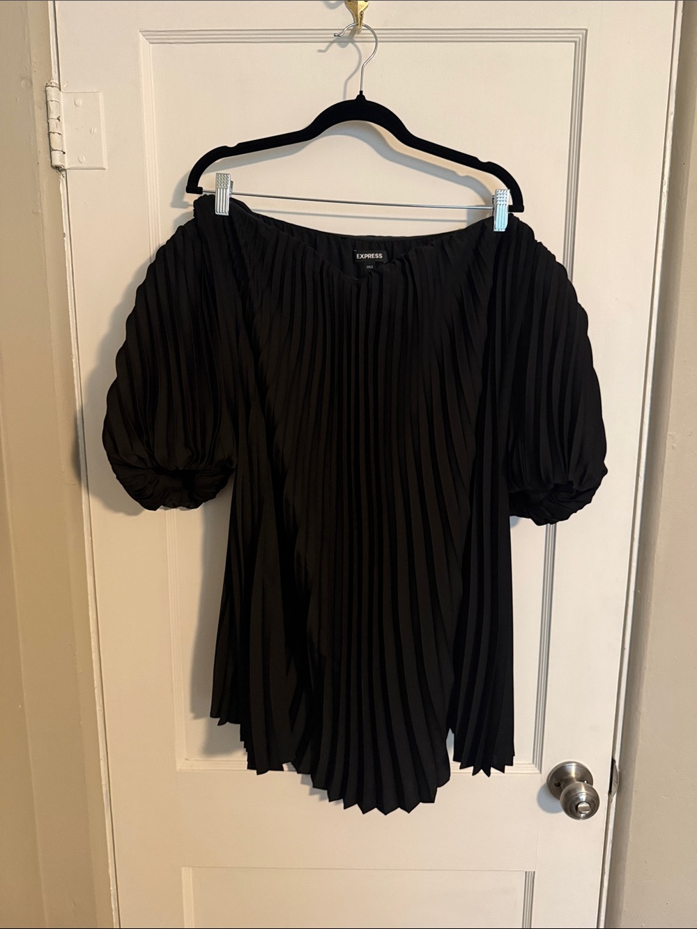 Express Black Pleated Off-Shoulder Blouse